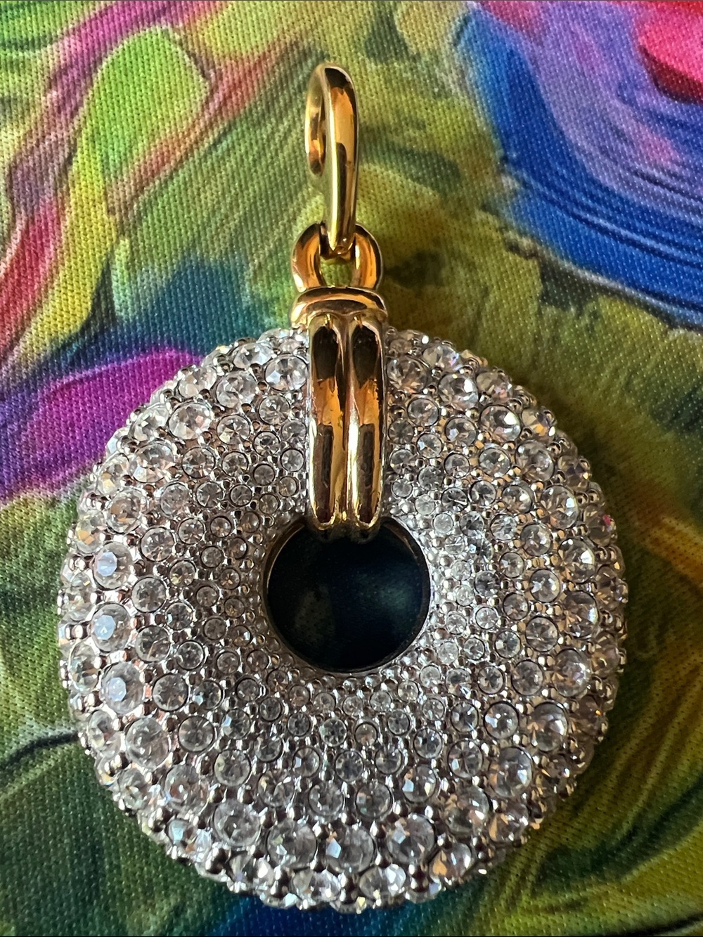 Swarovski Crystal Gold-Tone Circle Pendant Necklace - Crystal